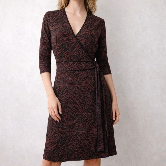 BCBGMaxAzria Dresses & Skirts - Y2K BCBGMAXAZRIA Zebra Print Wrap Midi Dress Dark Feminine Modern Witchy XS